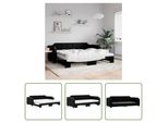 The Living Store Lettino Allungabile Con Materassi Nero 90X200 Cm In Tessuto