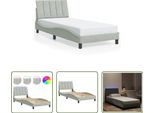 The Living Store Struttura Letto Con Luci Led Grigio Chiaro 90X200 Cm In Velluto