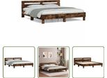 The Living Store Giroletto Con Testiera In Rovere Fumé 200X200 Cm Materiale A Base Di Legno