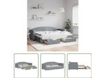 The Living Store Letto Da Giorno Allungabile Con Cassetti Grigio Chiaro 80X200 Cm Tessuto
