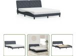 The Living Store Letto Con Materasso Grigio Scuro 160X200 Cm In Velluto