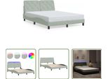 The Living Store Struttura Letto Con Luci Led Grigio Chiaro 140X200 Cm In Velluto