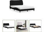 The Living Store Letto Con Materasso Nero 140X190 Cm In Tessuto