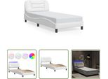 The Living Store Struttura Letto Con Led Bianco 90X190 Cm In Ecopelle