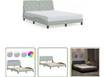 The Living Store Struttura Letto Con Luci Led Grigio Chiaro 120X200 Cm In Velluto