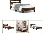 The Living Store Giroletto Con Testiera In Rovere Fumé 90X200 Cm Materiale A Base Di Legno