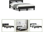The Living Store Struttura Letto Con Testiera Nera 120X200 Cm In Materiale Ligneo