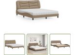 The Living Store Letto Con Materasso Cappuccino-Marrone 160X200 Cm In Ecopelle
