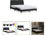The Living Store Struttura Letto Con Luci Led Nere 140X200 Cm In Velluto