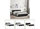 The Living Store Struttura Letto Con Testiera Nera 150X200 Cm