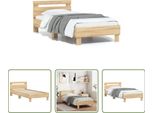 The Living Store Giroletto Con Testiera In Rovere Sonoma 90X190 Cm Materiale A Base Di Legno