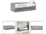 The Living Store Letto Da Giorno Con Cassetti Grey Sonoma 75X190 Cm Materiale Legno