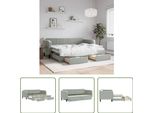 The Living Store Letto Da Giorno Allungabile Con Cassetti Grigio Chiaro 80X200 Cm In Velluto