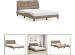 The Living Store Letto Con Materasso Cappuccino-Marrone 140X190 Cm In Ecopelle