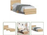 The Living Store Giroletto Con Testiera In Rovere Sonoma 75X190 Cm Materiale A Base Di Legno