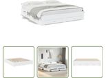 The Living Store Giroletto Con Cassetti Bianco 200X200 Cm Materiale Legno