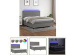 The Living Store Letto A Molle Con Materasso E Led In Tessuto Grigio Scuro 180X200 Cm