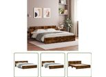 The Living Store Giroletto Con Testiera In Rovere Fumé 160X200 Cm