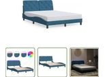 The Living Store Struttura Letto Con Luci Led Blu 120X200 Cm Velluto