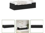 The Living Store Letto Da Giorno Con Cassetti Nero 90X190 Cm In Materiale Ligneo