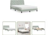 The Living Store Letto Con Materasso In Velluto Grigio Chiaro 120X200 Cm