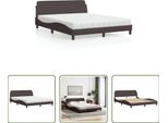 The Living Store Letto Con Materasso In Tessuto Marrone Scuro 160X200 Cm
