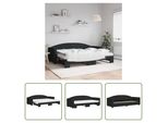 The Living Store Lettino Allungabile Con Materassi Nero 80X200 Cm In Tessuto