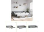 The Living Store Letto Da Giorno Allungabile Con Cassetti Grigio Chiaro 90X200 Cm Tessuto