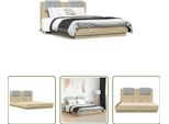 The Living Store Giroletto Con Testiera In Rovere Sonoma 140X190 Cm Materiale A Base Di Legno