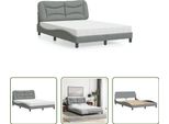 The Living Store Letto Con Materasso In Tessuto Grigio Chiaro 140X200 Cm