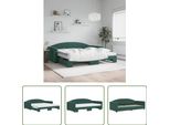The Living Store Letto Da Giorno Allungabile Con Materassi Verde Scuro 100X200 Cm In Velluto