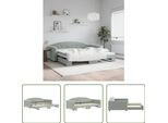 The Living Store Letto Da Giorno Allungabile Grigio Chiaro 100X200 Cm In Velluto