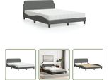 The Living Store Letto Con Materasso In Tessuto Grigio Scuro 140X190 Cm