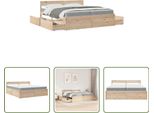 The Living Store Letto Con Cassetti E Materasso 200X200 Cm In Legno Di Pino Massiccio