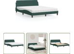 The Living Store Letto Con Materasso In Velluto Verde Scuro 160X200 Cm