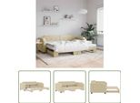The Living Store Letto Da Giorno Allungabile Crema 90X200 Cm In Tessuto