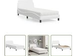 The Living Store Letto Con Materasso Bianco 90X190 Cm In Ecopelle