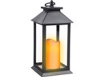2.02 Lanterna A Led Con Candela - Circa 33 X 14 X 14 Cm - Il Led Giallo Fuoco Imita Il Tremolio Della Candela