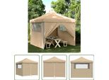 The Living Store Tenda Per Feste Pieghevole Pop-Up Con 4 Pannelli Laterali Beige