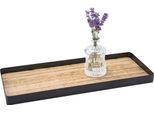 2.05 Vassoio In Metallo Con Base In Legno - Circa 45,5 X 18 Cm - Deco In Nero / Natura