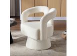 Abrihome Poltrona Imbottita Poltrona Girevole A 360 Gradi Poltrona Lounge, Poltrona Rotonda Design, Beige