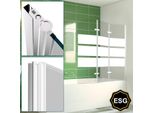 Clanmacy Bagno Allegato Doccia Schermo Pieghevole Vasca Da Bagno Cabina Doccia In 6 Mm Nano 180 ° Esg Vetro Trasparente Destra E Sinistra Montabile 3 Pezzi Pieghevole 120 * 140CM Bianco