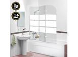 Clanmacy Bagno Allegato Cabina Doccia Schermo Pieghevole Vasca Da Bagno Doccia Schermo In Vetro 6 Mm Nano Easy Clean 180 ° Esg Vetro Trasparente 3 Pezzi Pieghevole 120 * 140CM Bianco