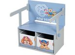 Roba Panca Pieghevole Paw Patrol + 2 Contenitori Reversibili - Trasformabile In Tavolo Per Bambini - Adatto A Partire Da 18 Mesi - Legno Grigio / Blu