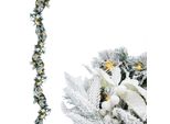 3.12.A12 Ghirlanda Natalizia Con Neve E Fiori Bianchi - Illuminata 50 Led / Batteria / Timer - Lunghezza: 274 Cm (HSG20-274)