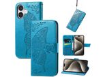 Per Apple Iphone 16 Plus Portafoglio In Custodia Per Cellulare Con Design A Farfalla Blu