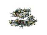 3.12.A14 Ghirlanda Natalizia Con Neve - Bacche - Illuminata 50 Led / Batteria / Timer - Lunghezza: 274 Cm (HSG10F-274)