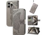 Per Apple Iphone 16 Pro Max Custodia In Per Telefono Cellulare Con Design A Farfalla Grigio