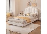 Fortuna Lai Letto Imbottito 90X200Cm Peluche Con Simpatica Testata E Rete A Doghe Letto Singolo Letto Per Bambini Per Donne Letto Per Ragazzi, Bianco