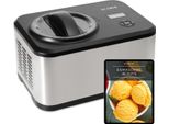 KLAMER Eismaschine 1,5L, 120 W Eiscrememaschine aus Edelstahl mit Kühlfunktion, hausgemachtes Speiseeis mit selbstkühlendem Kompressor